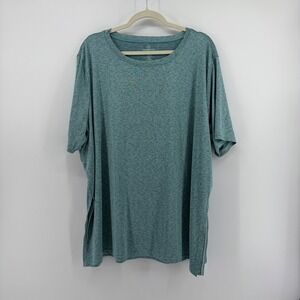 Real Essentials Womens 3X Teal Blue Short Sleeve Activewear Side Slit Tee Shirt